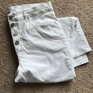 LOFT high waist skinny crop WHITE denim 12